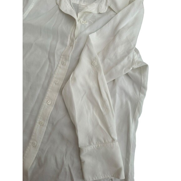 NWT Soft Surroundings White Tunic Button Front Shirt Blouse Roll Tab Sleeve S - Picture 7 of 7